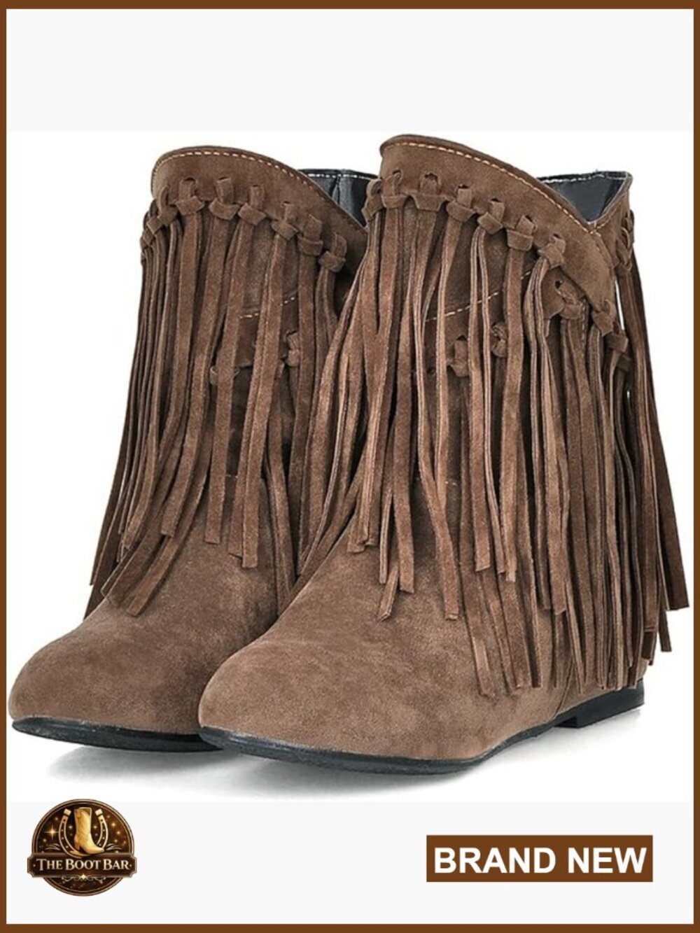 Womens Ankle Fringe Boots Round Toe Wide Calf Tassel Booties Hidden Wedge Heels